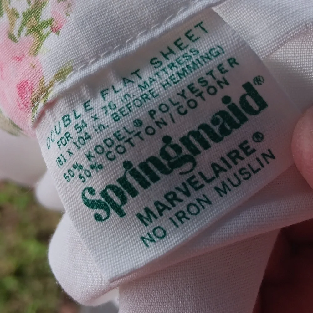 2 vintage pink green Springmaid in USA double flat sheets